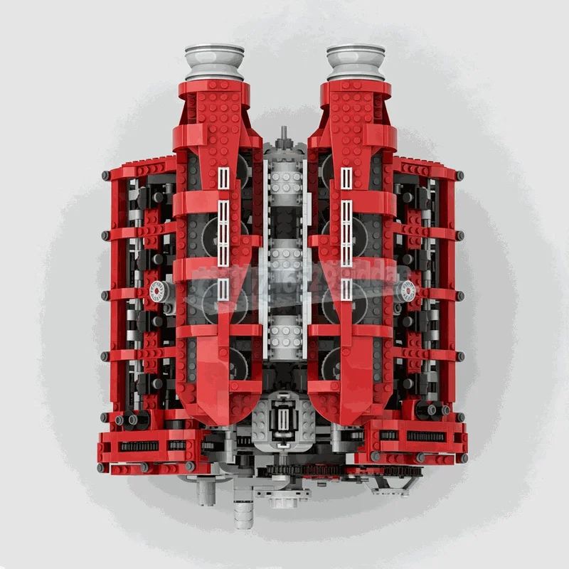 2856PCS V8 Engine Red MOC Technical Vehicle Motor Building Blocks DIY Creative Assembly Model Toy Educational Gifts Collection