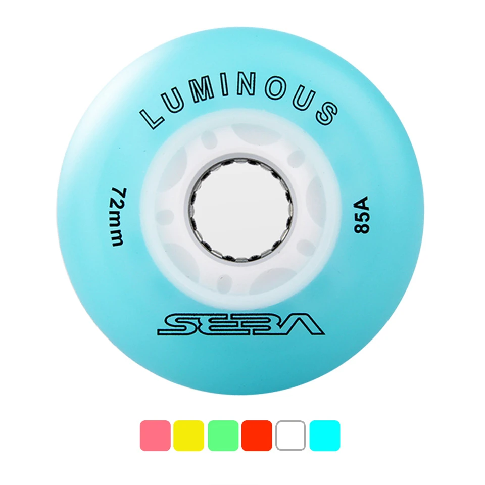 

LUMINOUS Flashing Inline Skates Wheels LED Lighting Slalom Sliding Rollers 85A 72 76 80 mm Tires for Street Road FSK Skating