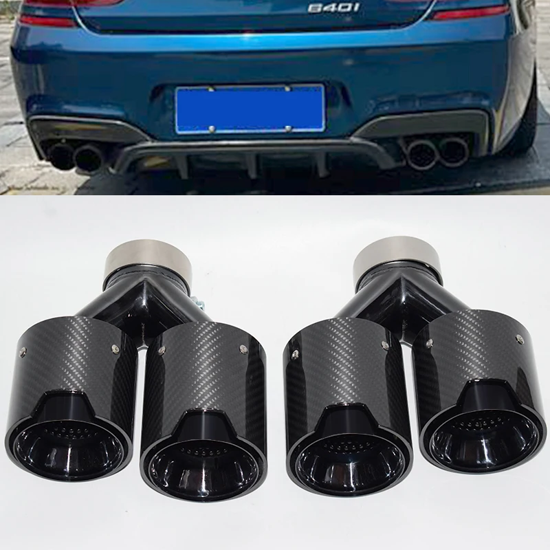2psc/Lot Carbon Fiber 4-Out Muffler For BMW 6 Series F06 F12 F13 640i 640d Exhaust Upgrade M6 Tail Tip