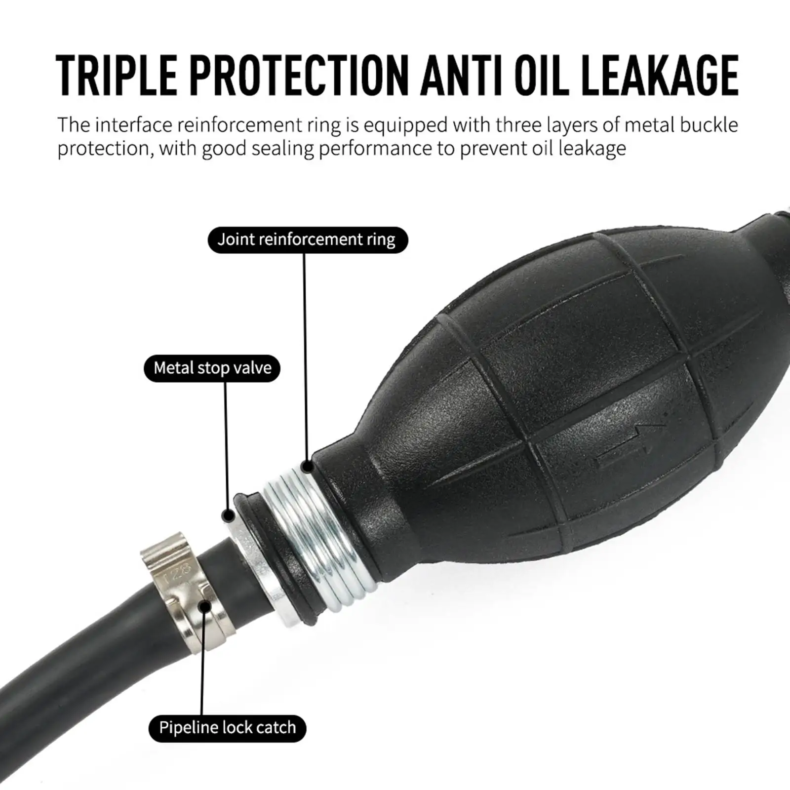 Sturdy Fuel Line Hose Rubber Fitting Adapter Assembly 8mm Black Tube Hand Primer Bulb for Yamaha Outboard Motor Oil Pipe