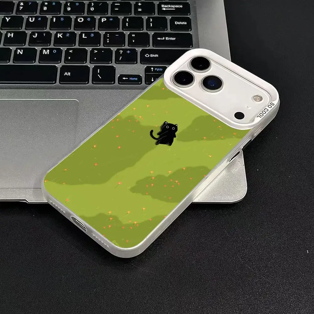 حافظة هاتف القطة في الحديقة لهاتف آيفون 17 16 15 14 13 12 11 برو/ ماكس/بلس غطاء خلفي مقاوم للصدمات مضاد للبصمة