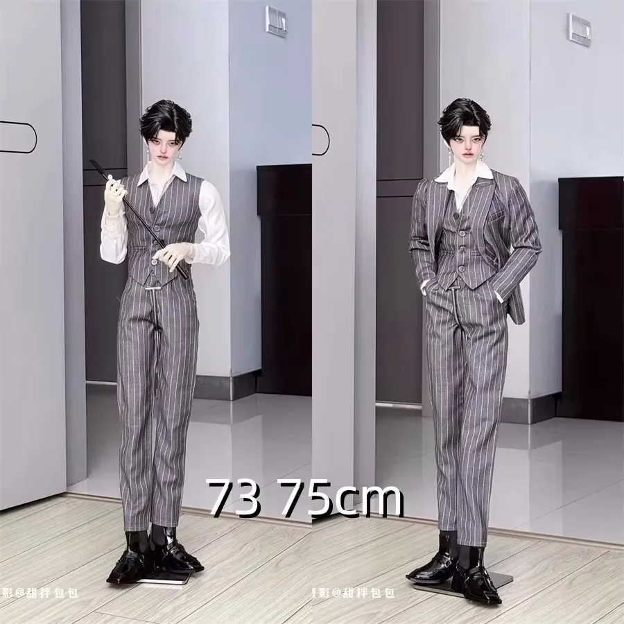 

High-level High-end Formal Suit Set Slim Fit Style Boss ID75 73cm BJD Doll Clothes Boy Shirt Blue Gray Handsome Doll Accessories