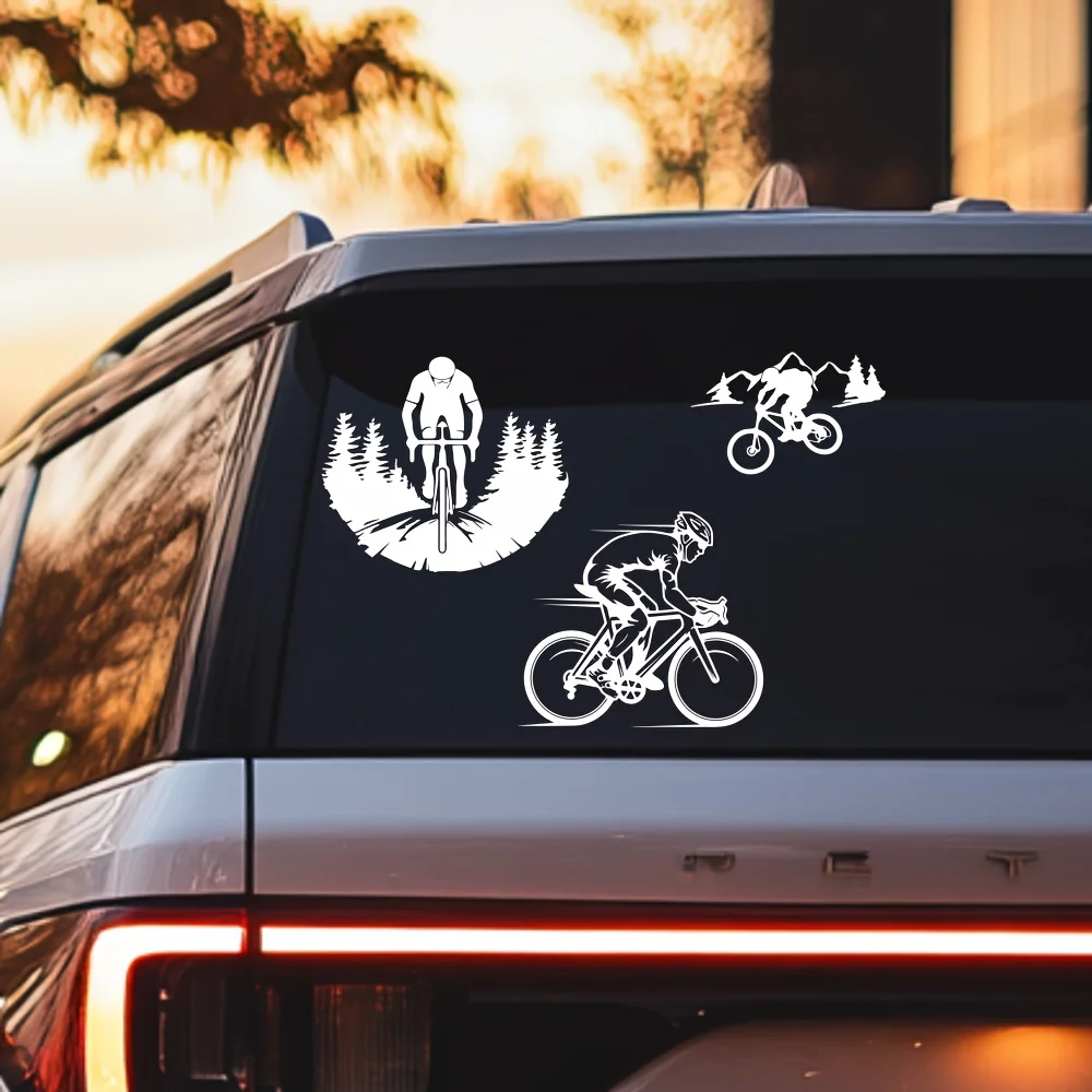 1pc Cyclist Silhouette Vinyl Stickers, Outdoor Durable Decals for Car, Truck & SUV, Perfect for Mountain & Road Bike Lovers
