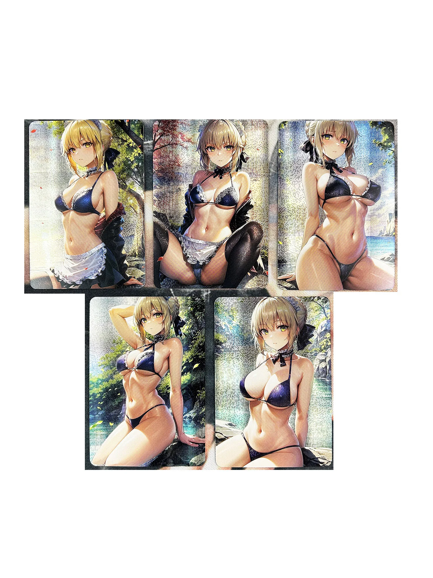 5pcs/set ACG Fate Fgo Saber Swimsuit Bikini Refraction Sexy Girls Boutique Suit Hobby Collectibles Game Anime Collection Cards