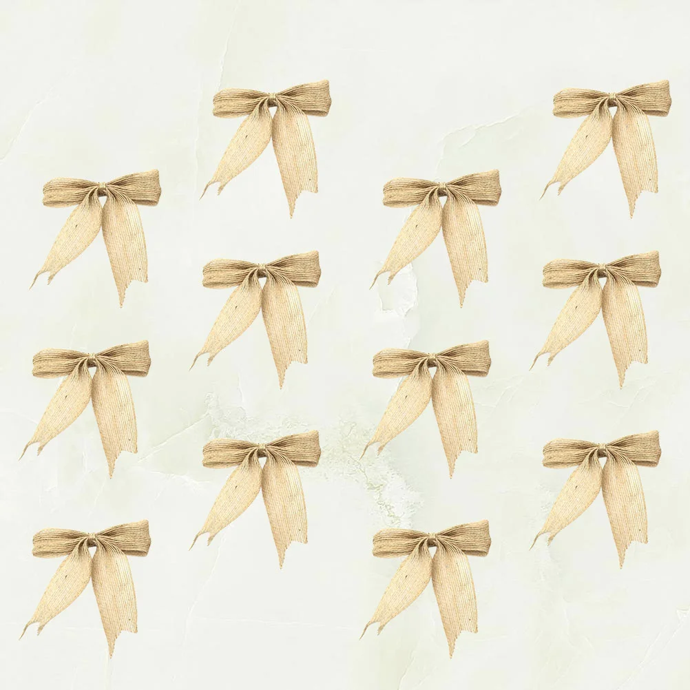 12 PCS Christmas Garland Ornaments Knotbows for Tree Swallowtail Burlap Pendant