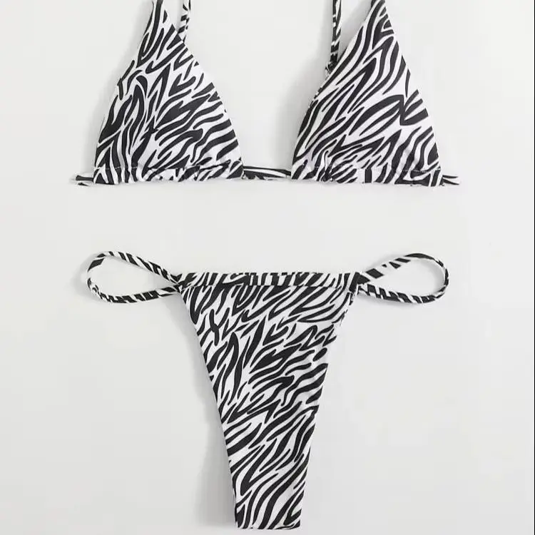 

OIINAA Swimwear Women Sexy Striped Printed Bikini Set Two-pieces Swimsuit Summer Biquinis Female Bathing Suit 2024 Beachwear