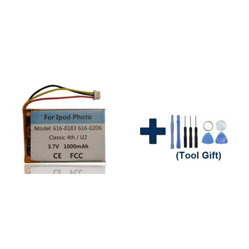 Tools Gift + 1000mAh 616-0183 616-0206 Battery For Apple Ipod Classic 4th 4 PE435A Gen / Photo U2 A1059 A1099 20/40/60GB