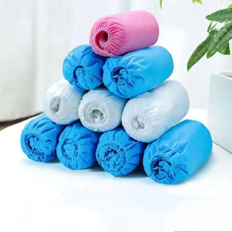 100Pcs Disposable Boot Shoe Covers Foot Booties Shoe Coverings Non Slip Shoe & Boot Covers For Indoor Outdoor Home
