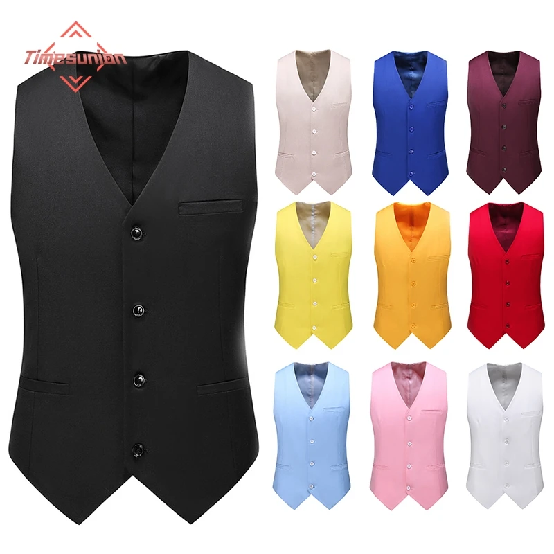 

Жилет для мужчин, однотонный тонкий однобортный жилет, деловая мода, повседневная мужская одежда высокого качества, костюм, жилеты