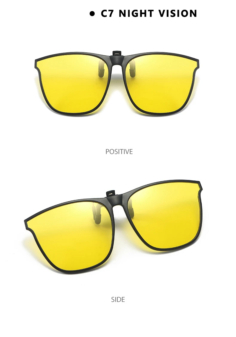 Polarisierte Clip Auf Sonnenbrille Männer Auto Fahrer Brille Nachtsicht Gläser Anti Glare Vintage Quadratische Gläser Oculos – Detail 16