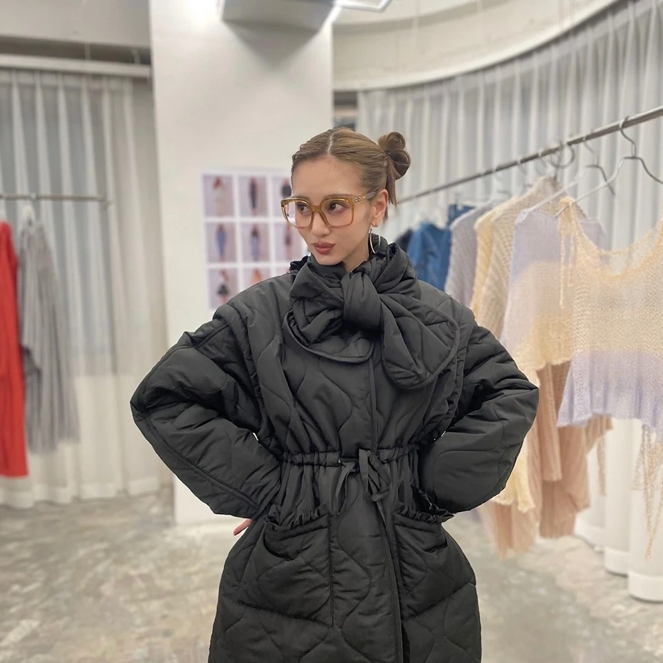 Inverno novo estilo japonês doce mangas destacáveis parkas longas 2025 novas meninas feminino solto fino casual para baixo parkas jaqueta quente