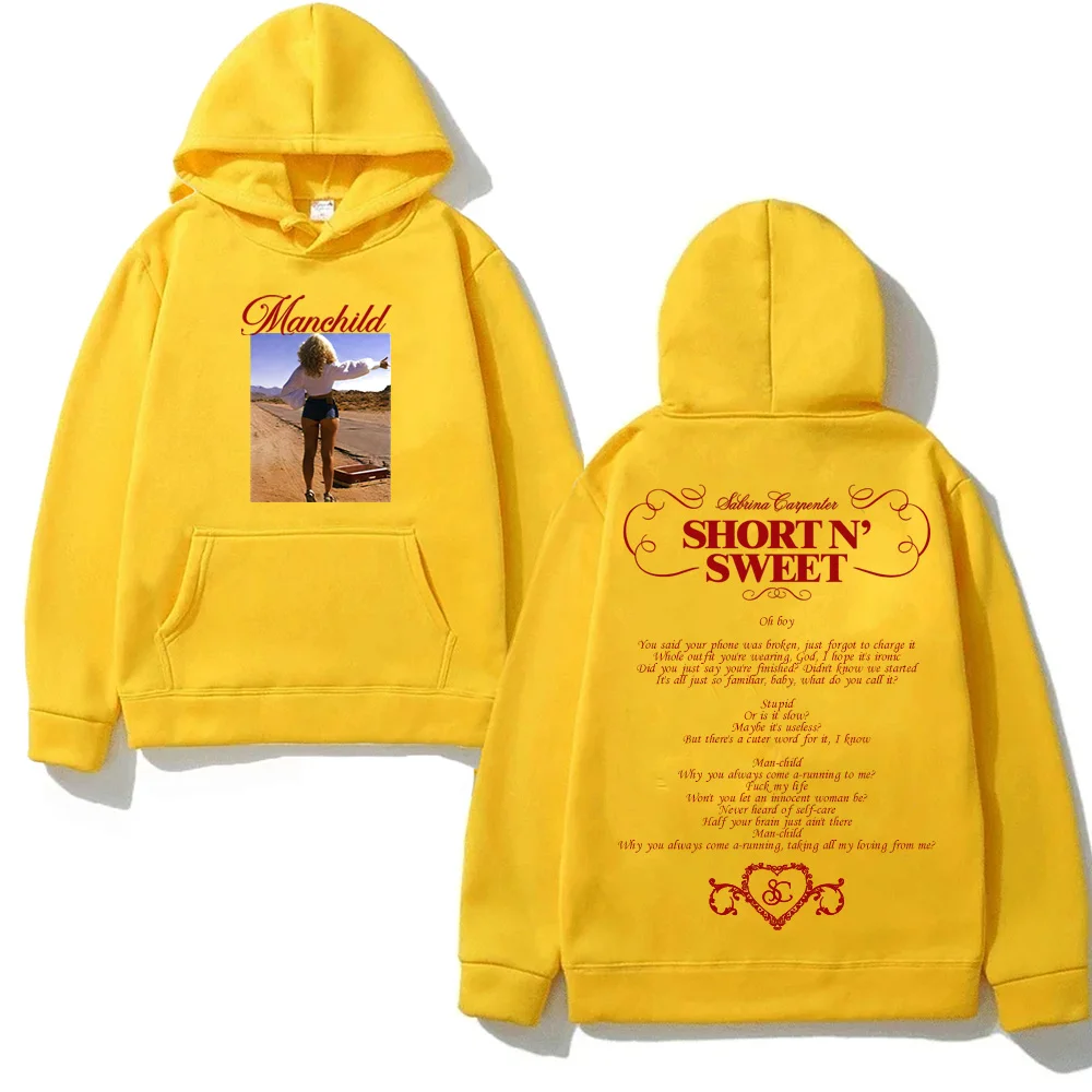 Sabrina Carpenter - Manchild Fashion Hooded with Pocket Grunge Comfortable Sweatshirts Sleeve Gothic Clothes Moletom Punk Hoody