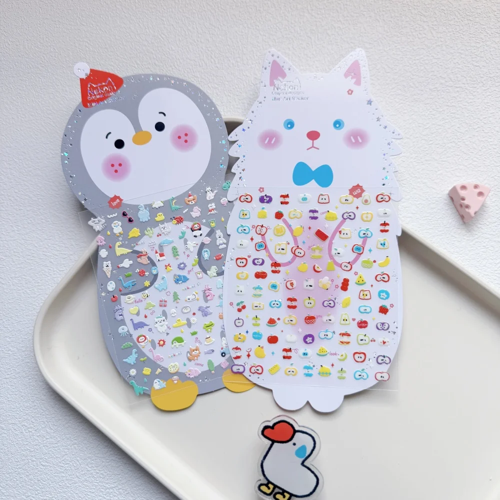 Korean Import Original NEKONI Cute Mini Animals Fruit PVC Stickers Scrapbooking Diy Kawaii Sticker Diary Stationery Art Supplies