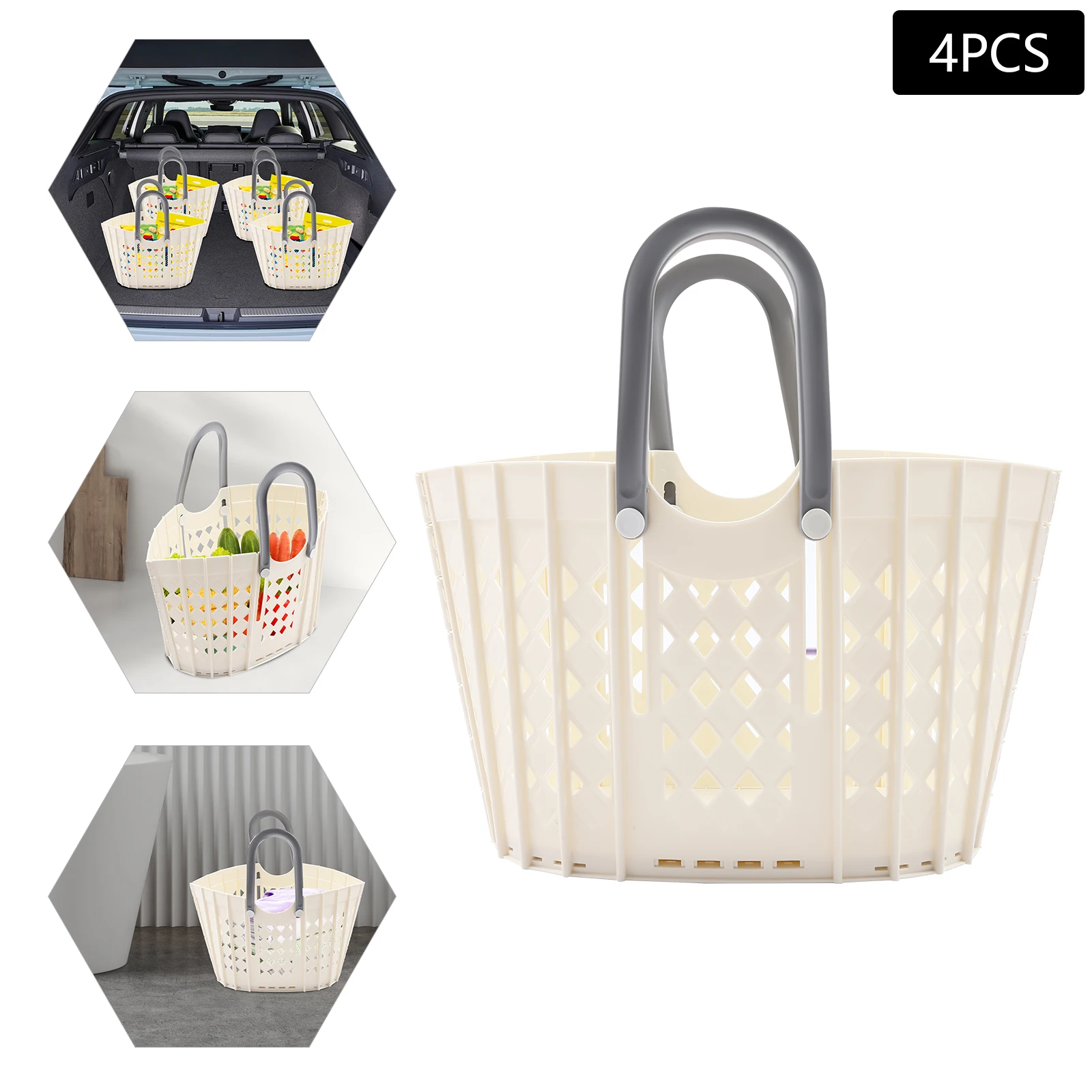 

4-Pack Foldable Laundry Baskets Laundri Hamper Dirty Clothes Basket Large Capacity Storage Baskets with Handles Home & Dormitory