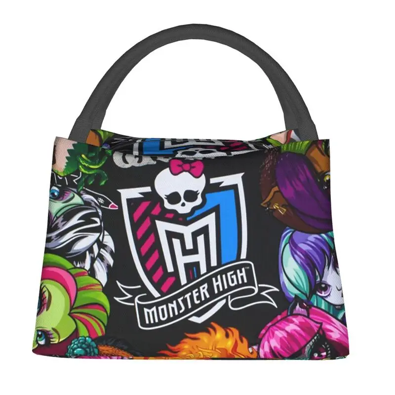 Draculaura Monster High Team Insulated Lunch Tote Bag for Women Animated Tv Movies Resuable Thermal Cooler Bento Box Work Travel