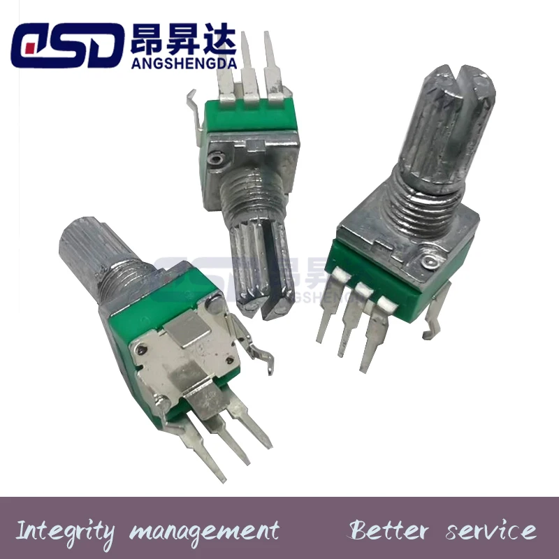 5PCS Vertical single R097 RK097 precision potentiometer with bracket, handle 15mm, no gear, 3 feet B10K 2K 5K 100K