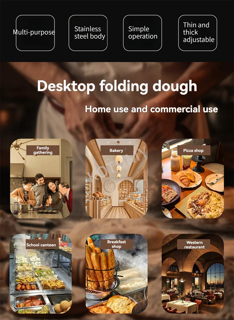 Stainless Steel Hand Cranked Puff Pastry Machine Desktop Foldable Pizza Croissant Dough Tablet Manual Dough Sheeter