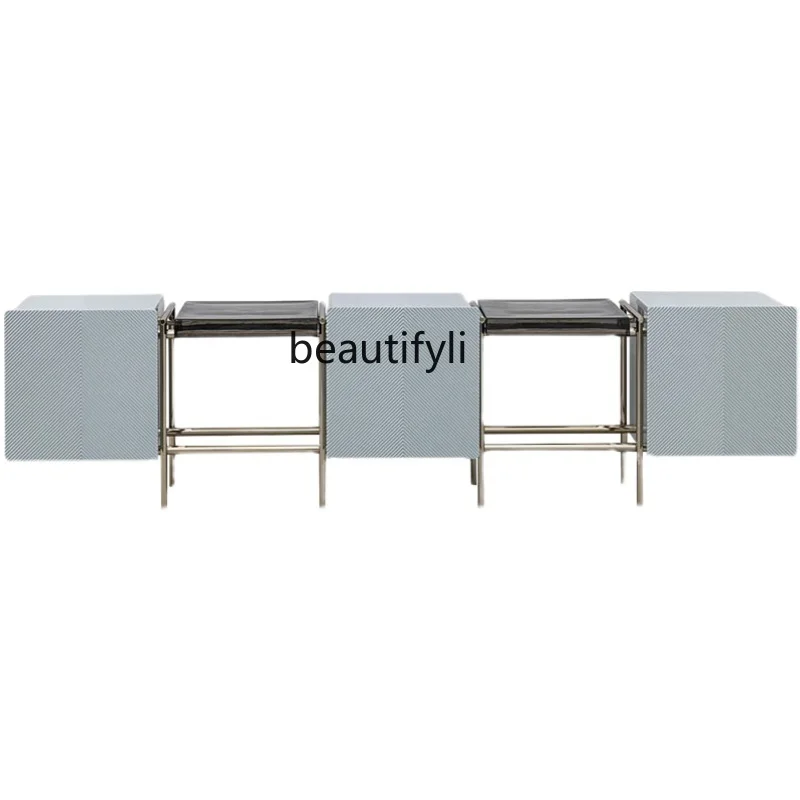 

Italian minimalist TV cabinet coffee table light luxury living room stainless steel audio-visual cabinet designer floor cabinet