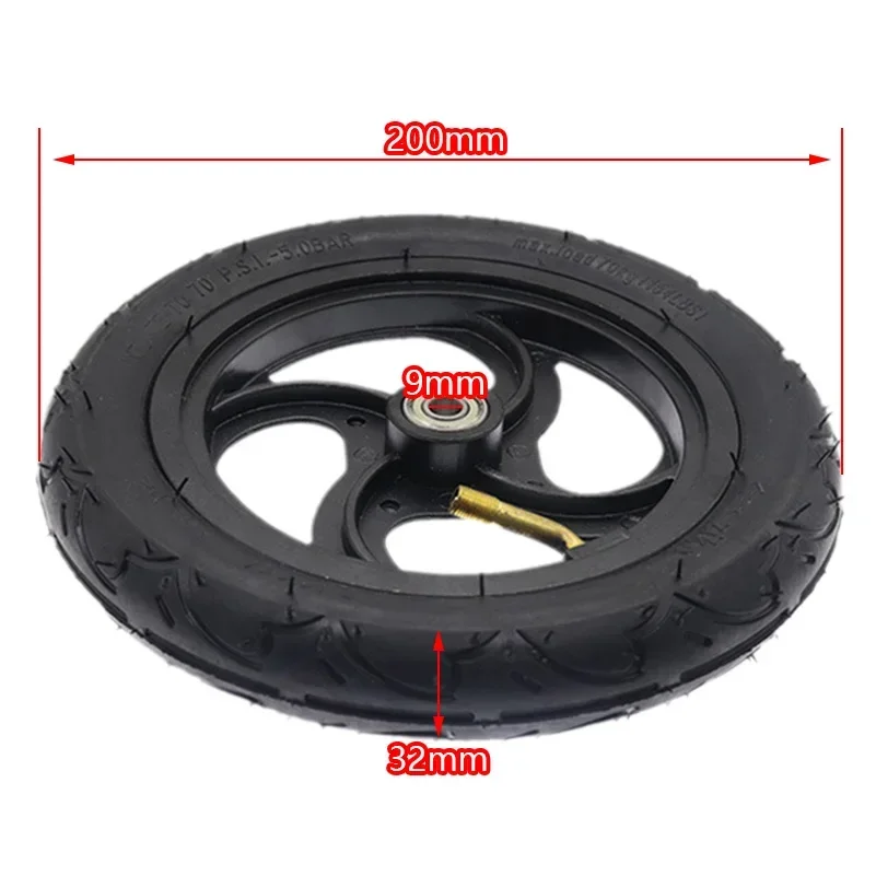 8x1 1/4'' Pneumatic Scooter Wheel Tyre 32mm Width Inflated Tube with Aluminium Alloy Hub 8-inch Size Fits Kickscooter Scooter