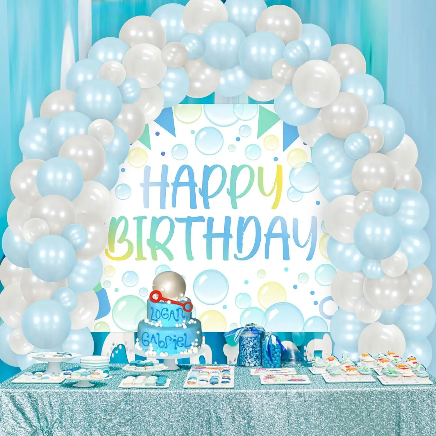 Bubble Party Birthday Decor Pop On Over Bubble Theme HappyBirthday Backdrop for Oneder The Sea Party Summer Bubble Bash Supplies