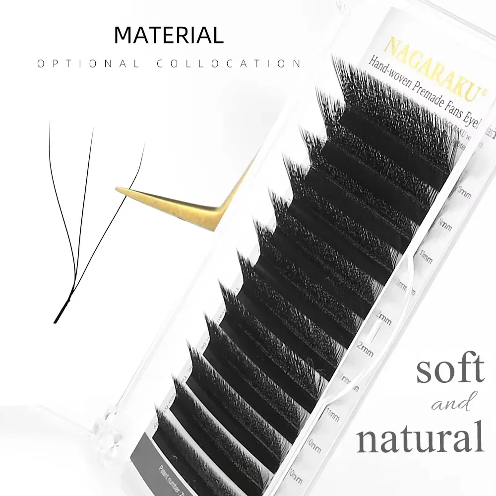 NAGARAKU 3D W Shape L LU Curl Premium Soft Light Natural Lashes Makeup Hand Woven Eyelash Extension False Eyelashes