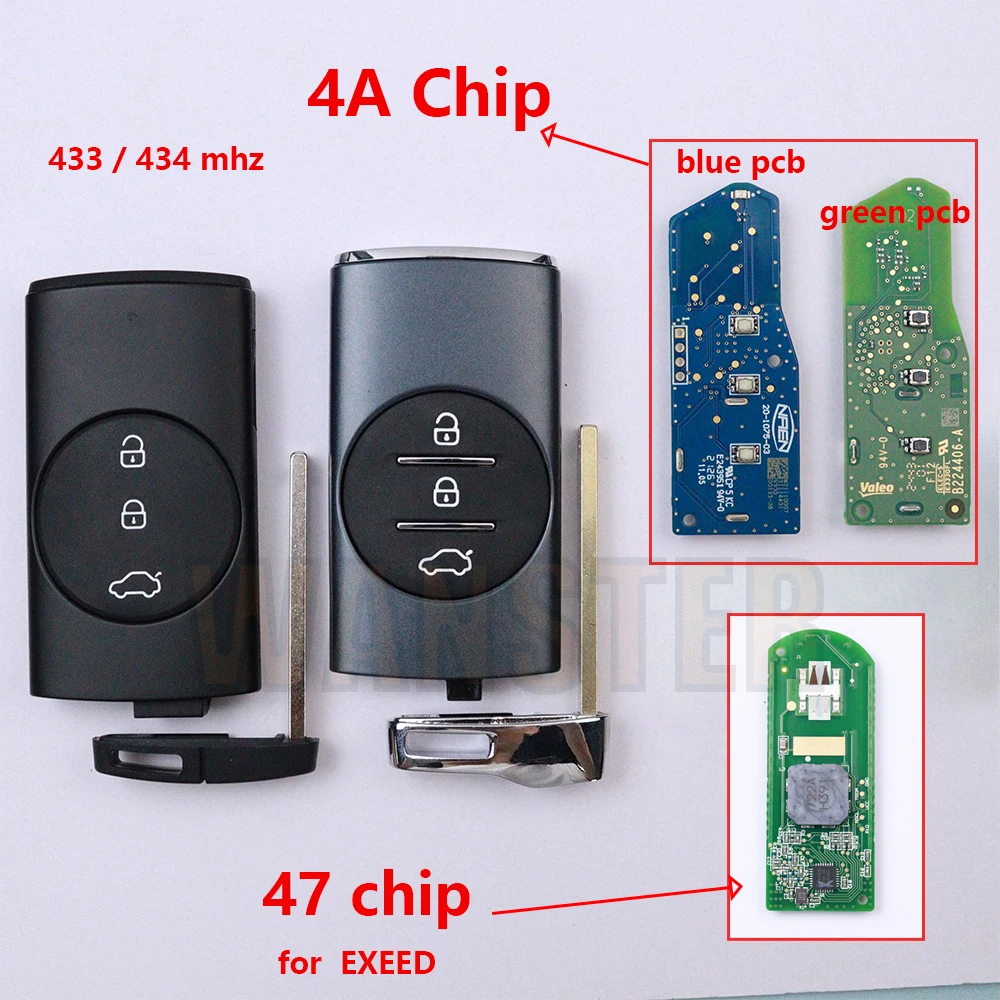 

3-кнопочный 4A/47 чип-433/434 МГц оригинальный умный автомобильный брелок для Chery Tiggo 7 Plus Tiggo 8 Plus для Chery-T EXEED Vantas TX TXL LX