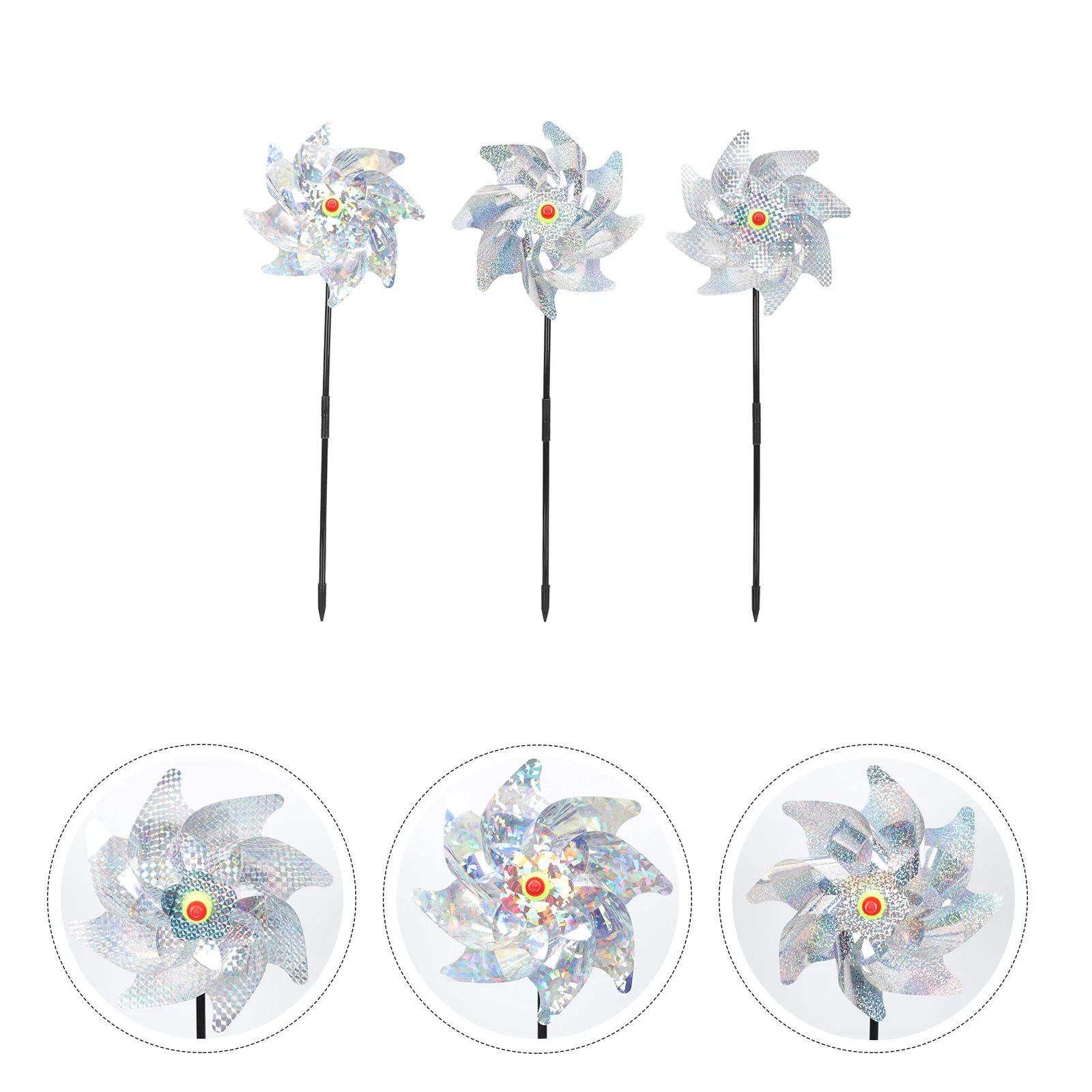 

3 Pcs Exquisite Pinwheel Reflectors Bird Scarer The Pet Spinners Outdoor Birds