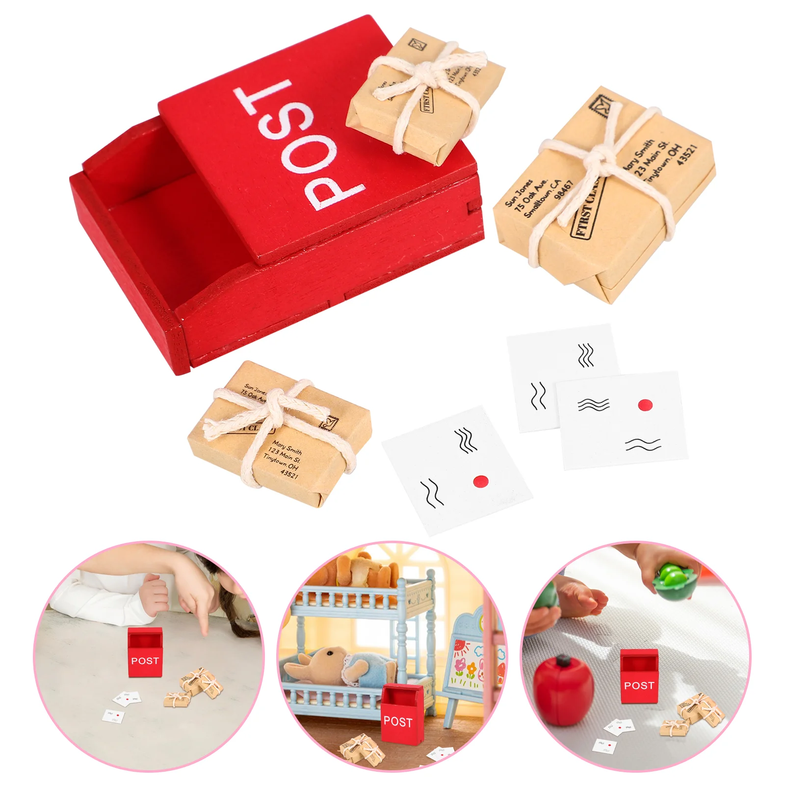 

Set House Mailbox Mini Parcels Adornment Stylish Cute Detailed Design Unique Creative Realistic Decoration Miniature Scene