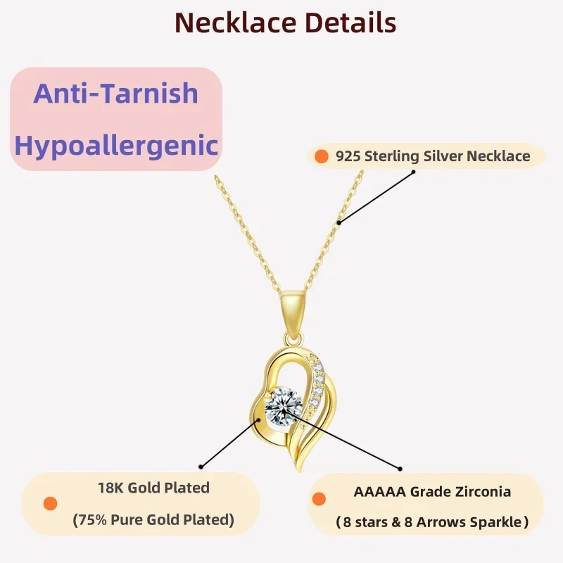 

Ожерелье из стерлингового серебра 925 пробы LAMVOICE, ожерелье с цирконием 0,5 карата, ювелирные изделия для женщин, рождественский подарок, ювелирные изделия высокого качества