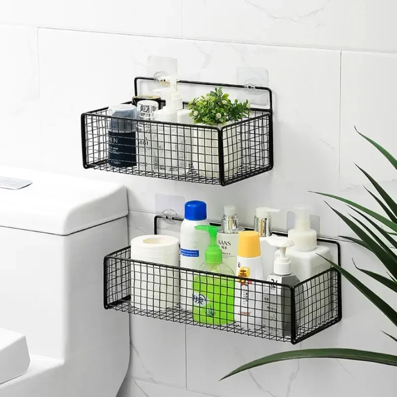 【Buy 1 Free 1】Bilayer Bathroom Grid Shelf Suspension Type Bathroom Organizer Shampoo Shower Gel Kitchen Makeup Storage Bathroom