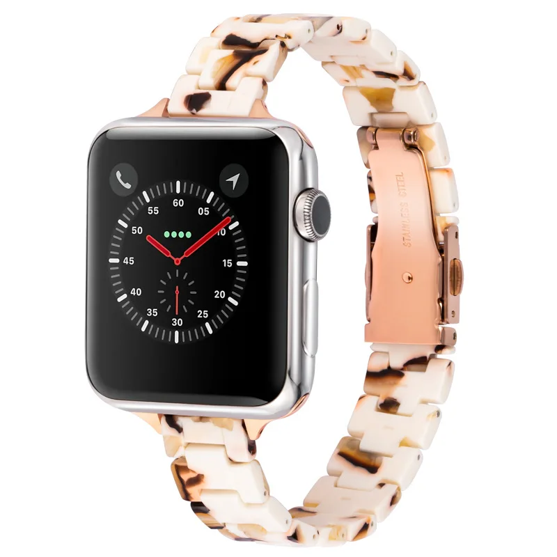 Slim Resin Band For Apple Watch 38mm 42mm 40mm 44mm 41mm 45mm 49mm Women Strap For iWatch Series 6 5 4 Se 3 9 8 7 Strap Correa