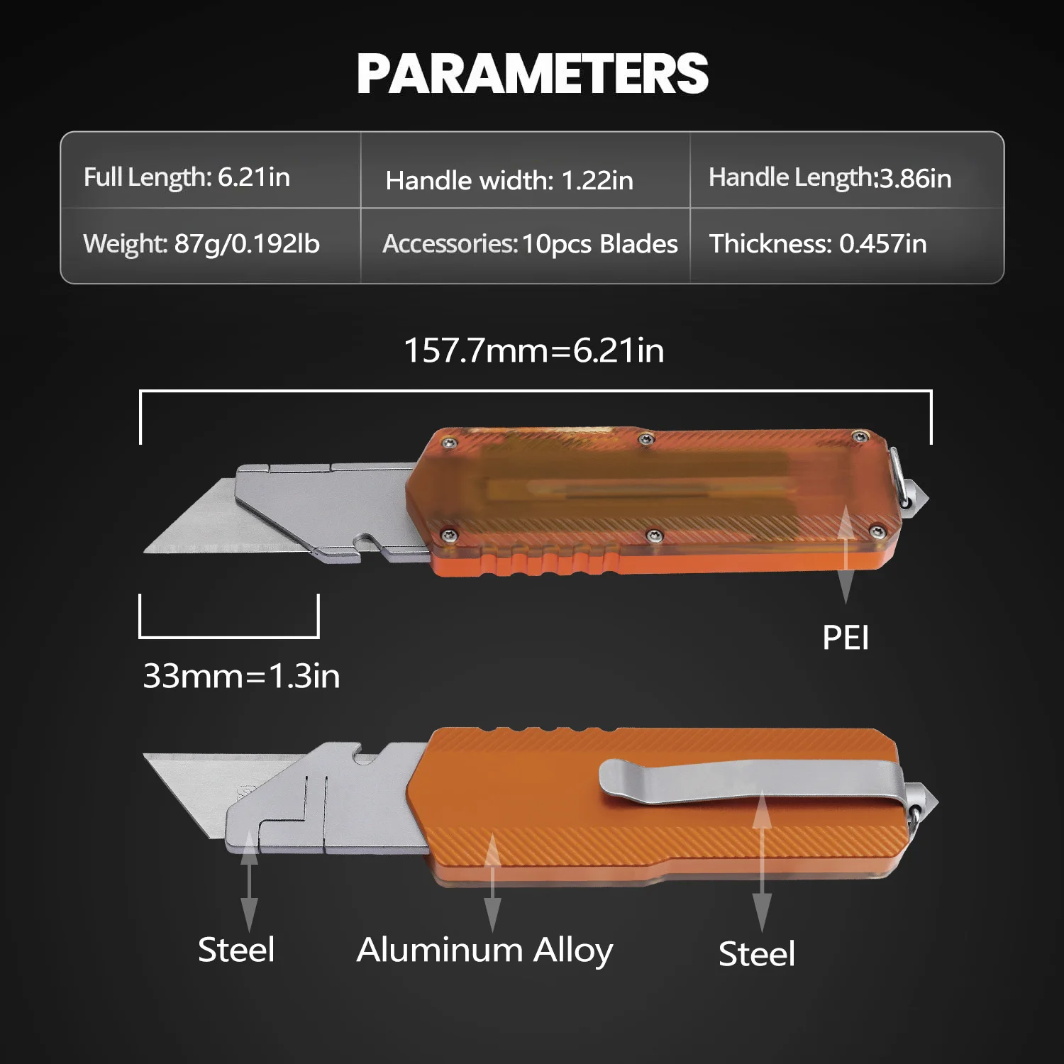 Multifunctional EDC Knife.Outdoor Pocket Tool, With Pen Clip