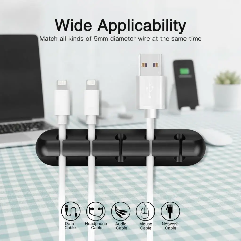 Silicone USB Cable Organizer USB Charging Cable Winder Desktop Tidy Management Clips Cable Holder For Mouse Earphone Accessories Desk Cord Storage Free Shipping desk organizers organizadores free shipping items organizer