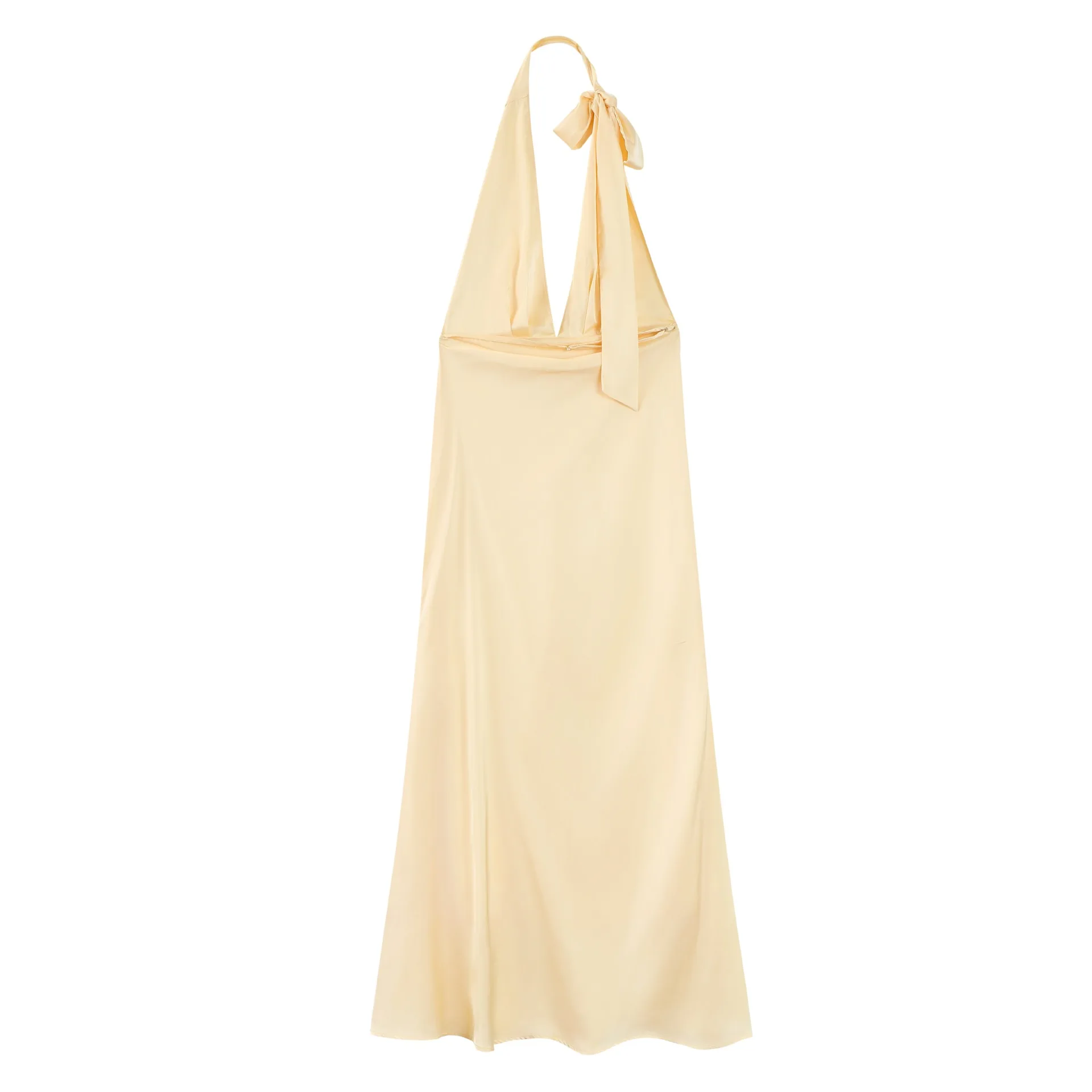 Fashion Backless Halter Dresses Spring Women V Neck Sleeveless Slim Long Dress Summer High Waist Pullover Ankle Length Dress