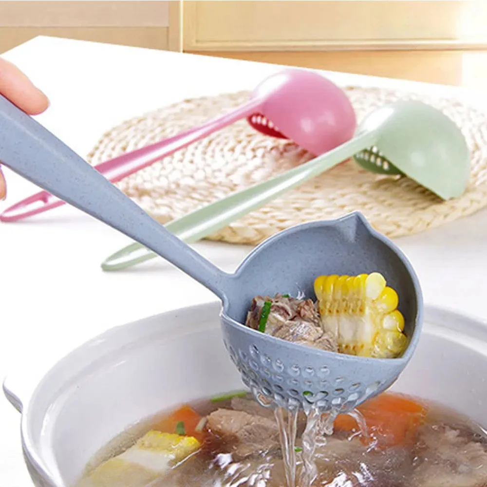 Soup Spoon Ladle Silicone Pot Spoons with Long Handle Spoon Home Strainer Cooking Colander Utensils Kitchen Scoop Tableware Hot