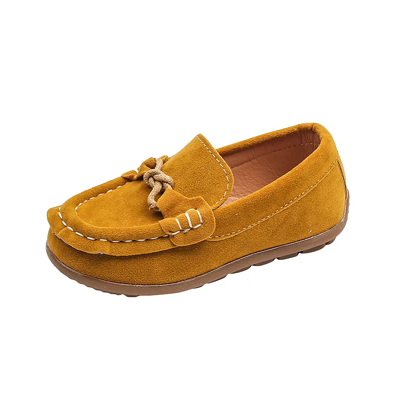 Children Suede Loafers British Style Slip on Kids Casual Shoe Boys Girls Soft Sole Anti Slip Leather Shoes Shallow Toddler Flats