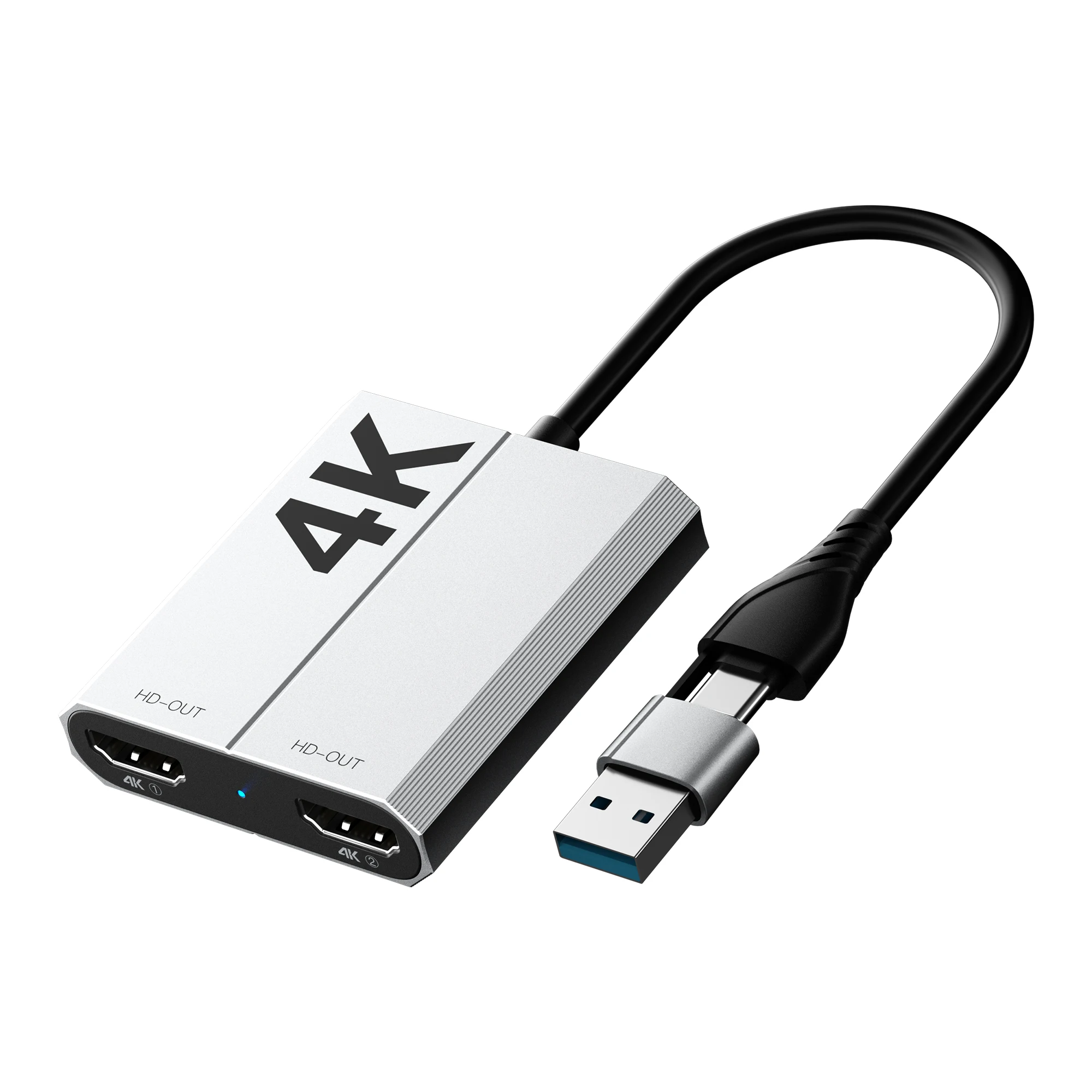 USB3.0 to  Dual  HDTV Display Converter Type-C Docking Station Adapter  for Computer Screen Different Display Cable 4K 60Hz