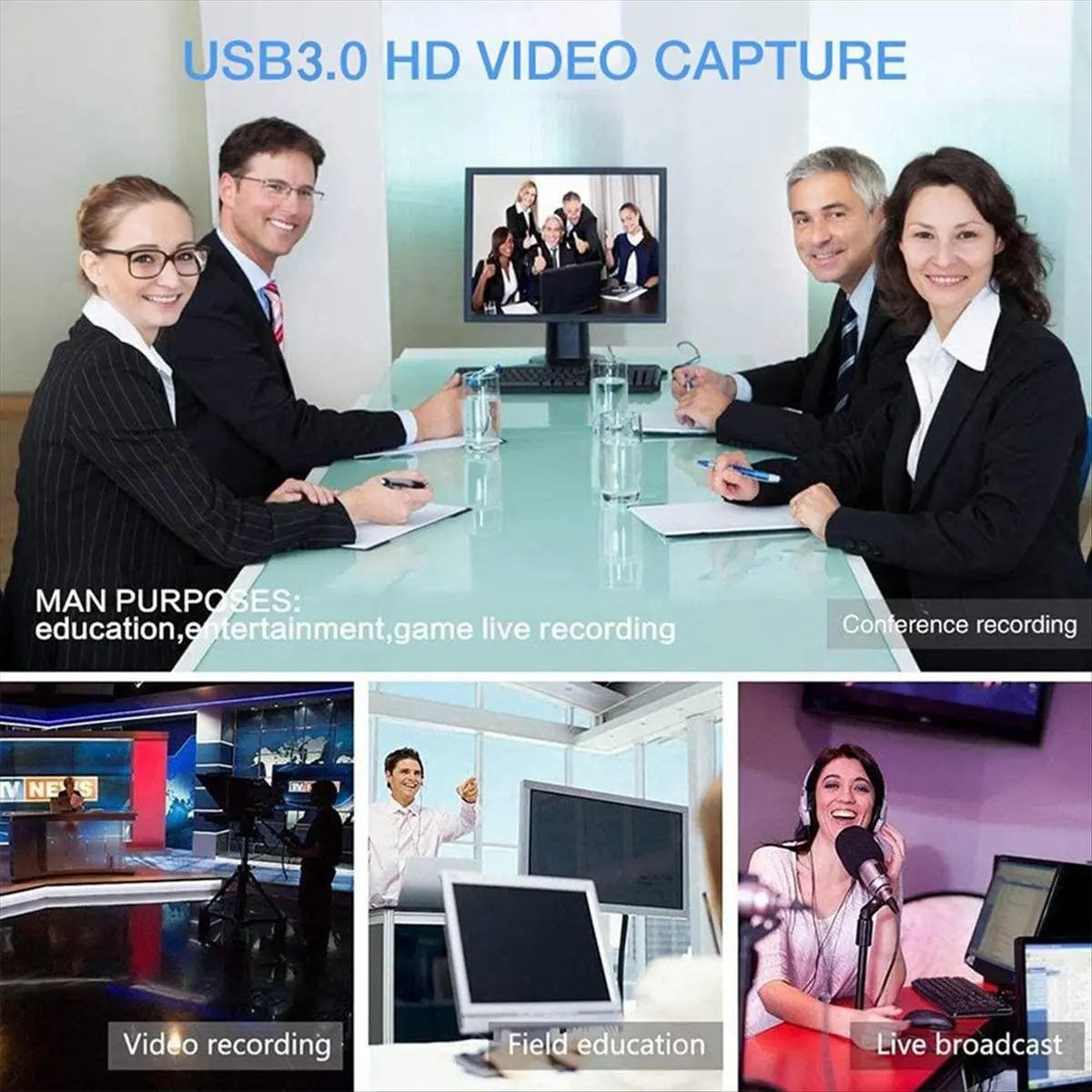 NEW USB3.0 Video Capture Card 4K HDMI-Compatible to 1080P 60fps USB Type C Record for Gamingg Streaming Live Broadcasting