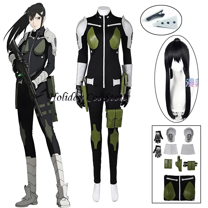 

Mina Ashiro Anime Cosplay Costume Wig Tight Combat Suit Uniform For Men Women Halloween Carnival Role Play Party Costume Props