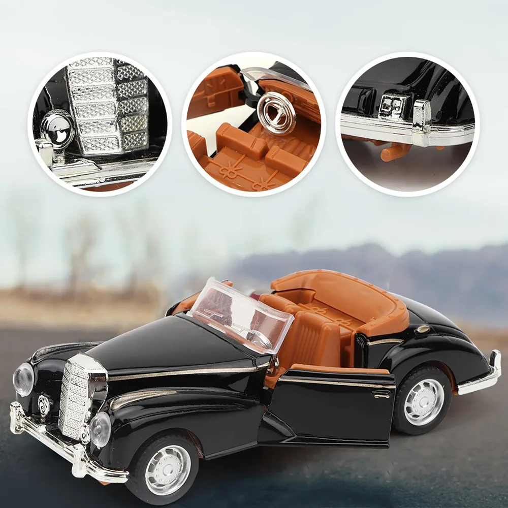 Novo 1:36 mini estimulação liga clássico carro puxar para trás retro conversível modelo de carro porta aberta presentes do carro
