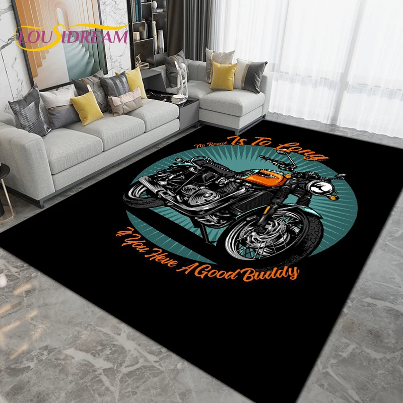 Retro Vintage Motorcycle Area Rug Large,Carpet Rug for Living Room Bedroom Sofa,Kitchen Bathroom Doormat Non-slip Floor Mat Gift