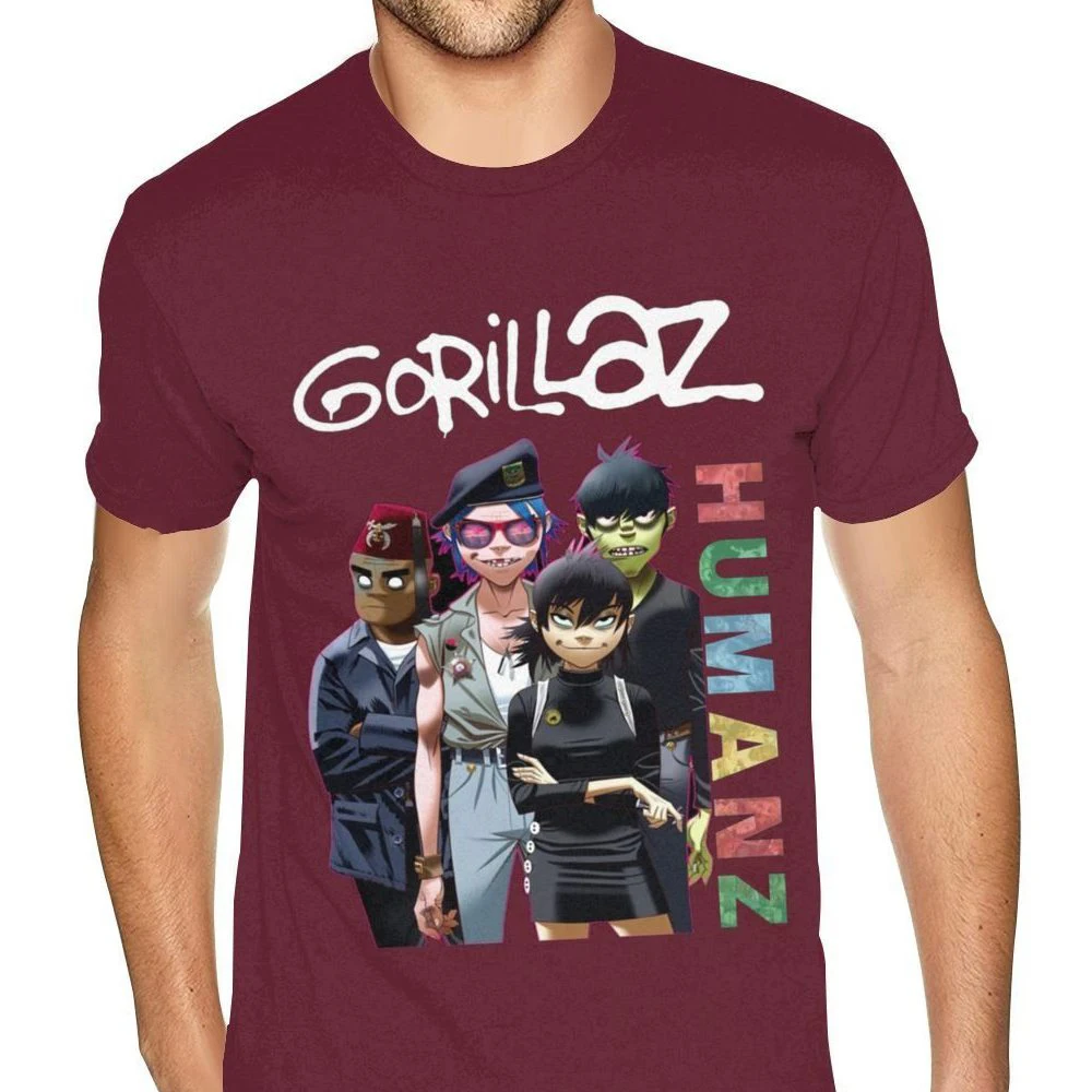 Rock Band Gorillaz Print Summer Men\'s O-Neck T-shirt Casual Short Sleeve Oversized T Shirts Trend Fashion Pullover Men Clothing