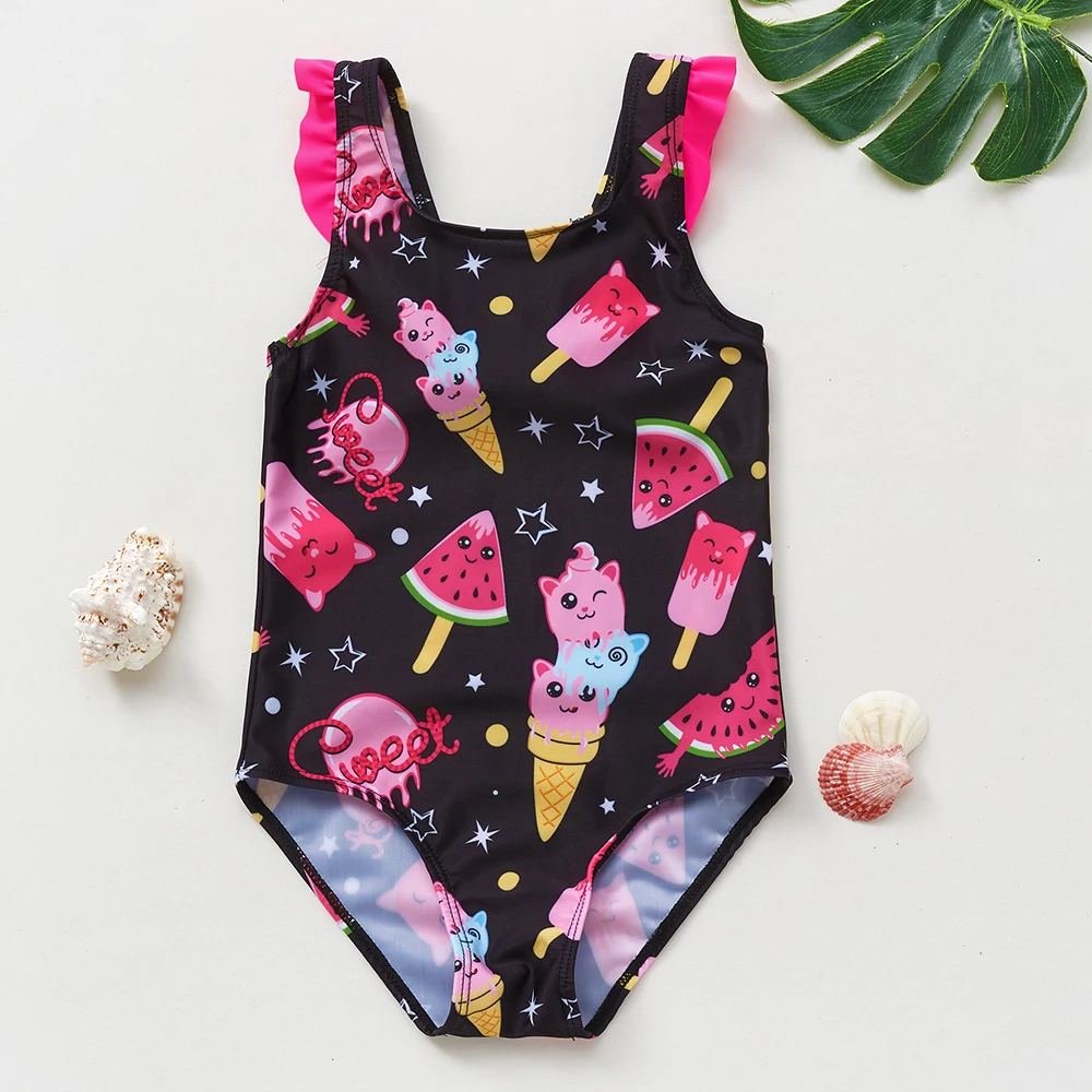 2~10Year Toddler Baby Girls Swimwear Cute icecream Girls Swimsuit one piece Children Swimwear Girls Swimming outfit Beach wear