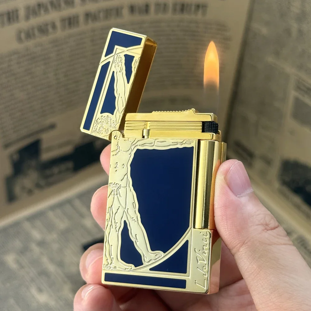 Briquet à laque Da Vinci D, flamme douce, son clair, au butane, rechargeable, outils de fumage commémoratifs pour fumeurs, cadeau pour homme