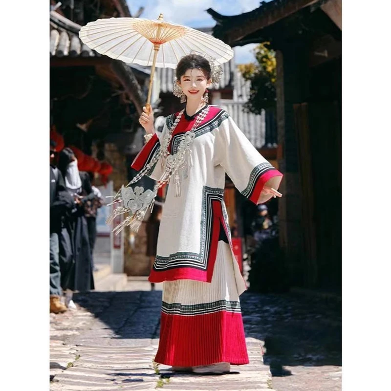 ملابس الرقص الصينية 2026 التقليدية العرقية خمر السفر التصوير مياو الأقلية صورة تبادل لاطلاق النار فستان أحمر مرحلة الحفلات #2