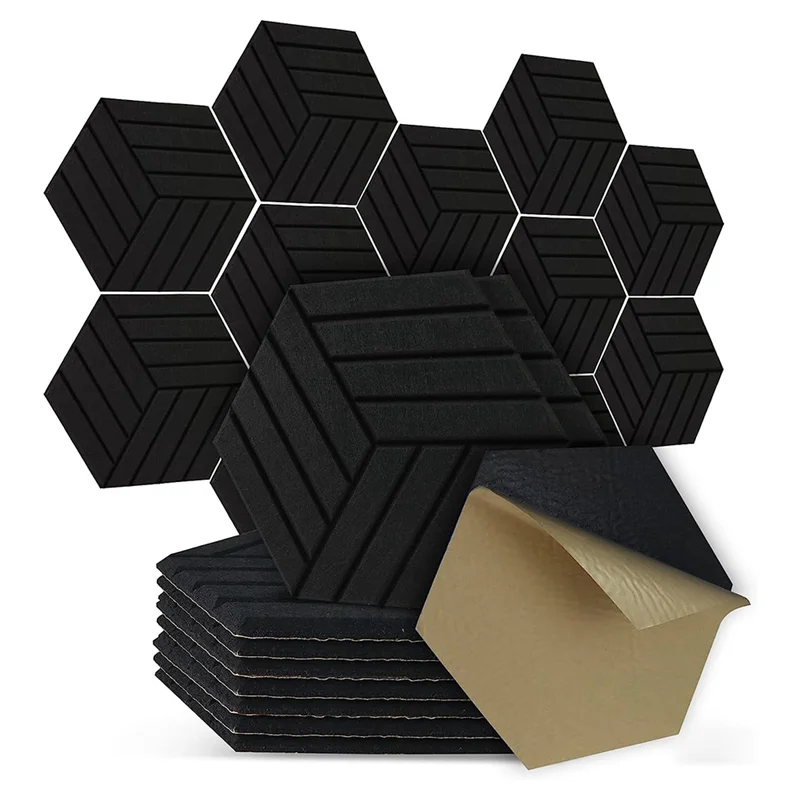 12 Pack Acoustic Panels Self-Adhesive Hexagon Acoustic Panels, Soundproof Wall Panels,Reducing Noise Echoes