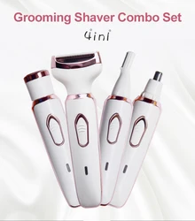 4 in 1 Women Electric Razor Portable USB Charging Body Hair Shaver Hair Trimmer Mild Women's Body Hair Shaving Machine