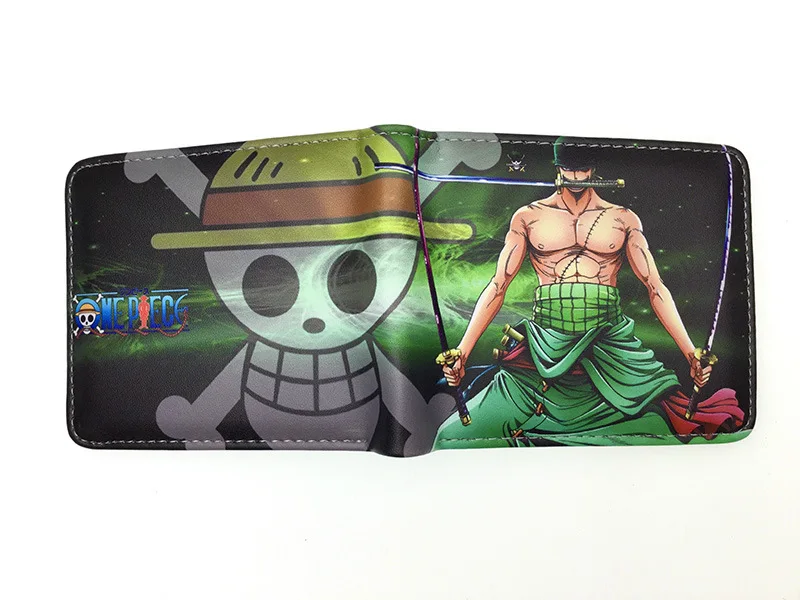 One Piece Anime Figures Luffy Zoro Foldable Wallet Women Men Card Clip Bag Children Cartoons Cosplay PU Coin Purse Birthday Gift