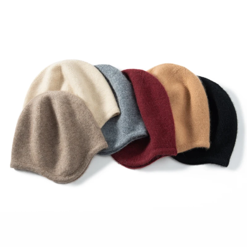 MERRILAMB Winterjacken-Mützen für Damen, lässig, hochwertige reine Kaschmirmütze, einfarbig, weiche, warme, gestrickte Outdoor-Beanie-Mütze – Detail 1