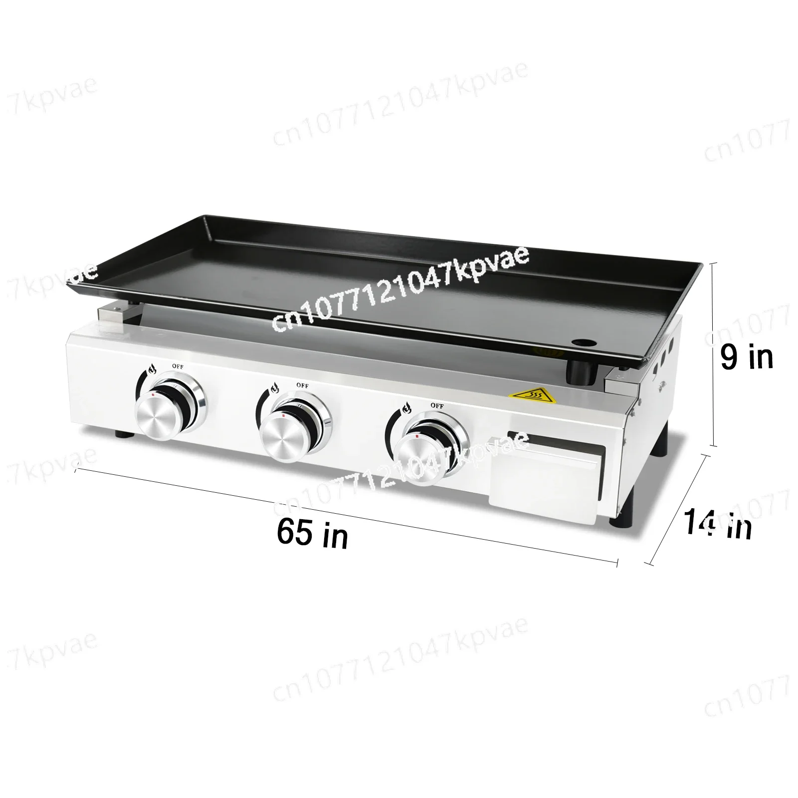 Restaurant Gas Griddle 3 Burners Natural Gas BBQ Grill Charbroiler Stainless Steel Gas Propane